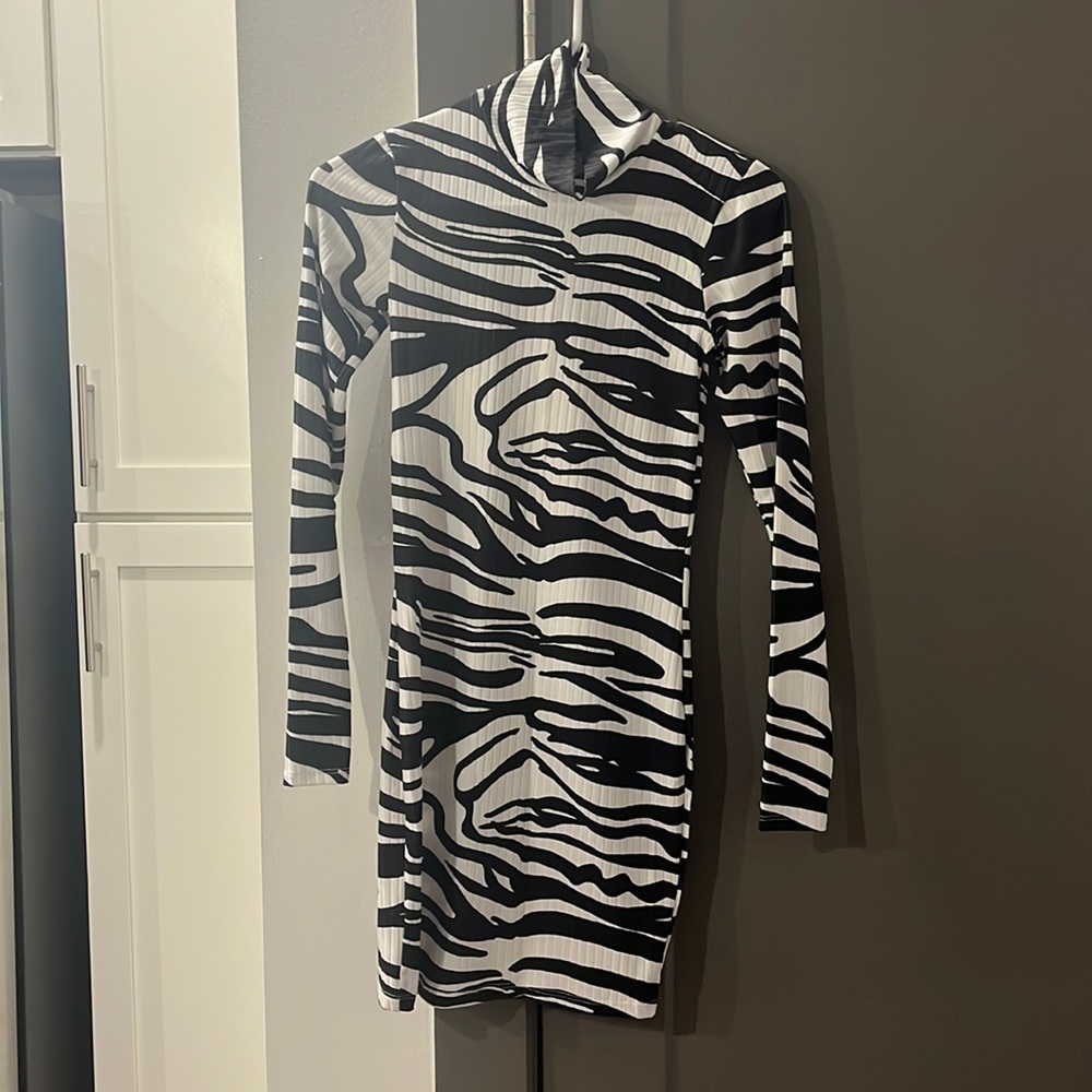 pretty little thing zebra dress